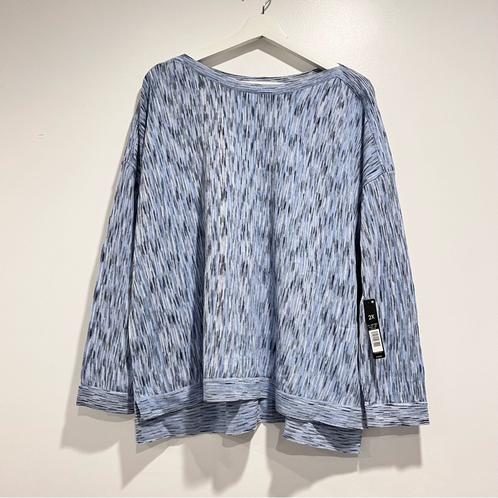NWT NIC+ZOE Sky Blue Knit 3/4 Sleeve Boat Neck Sweater Shirt Women’s Size XXL